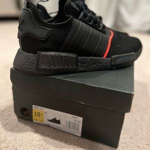 NMD R1 (Black with Red) worn only once. Size 10 1/2